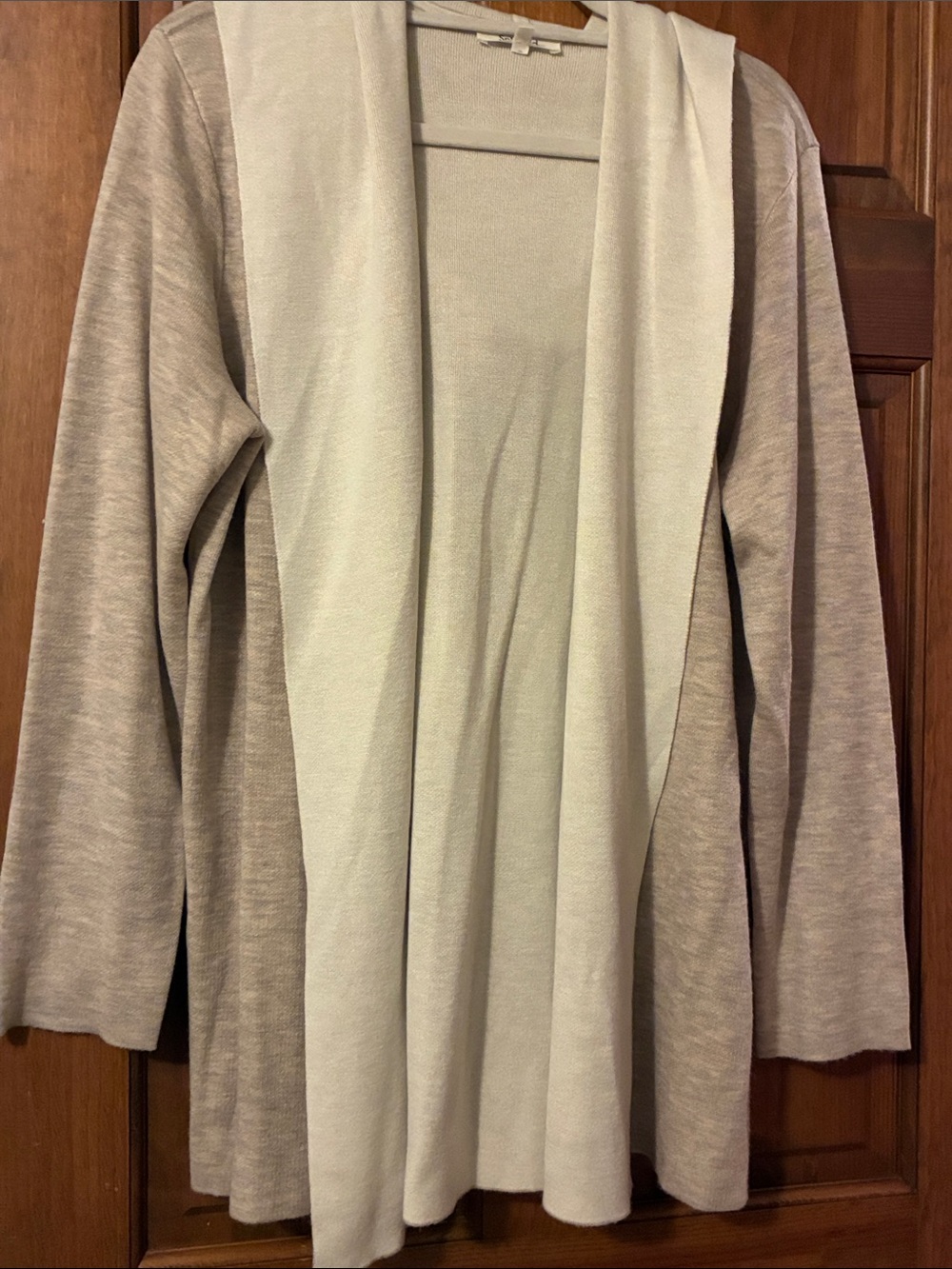 Splendid Two-Tone Open-Front Cardigan in Cream and Tan - Oversized